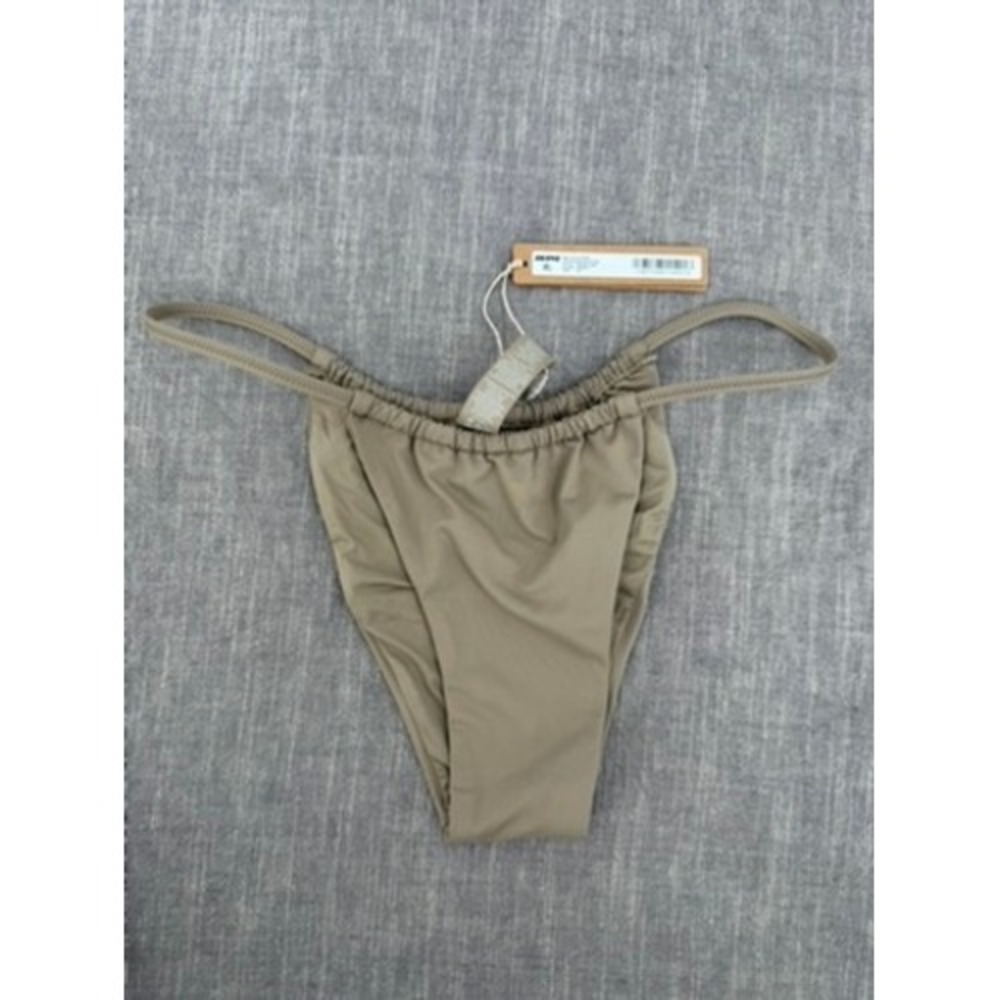 SKIMS Recycled Swim Dippy Tie String Bikini Bottom Desert Tan Size XS NWT
